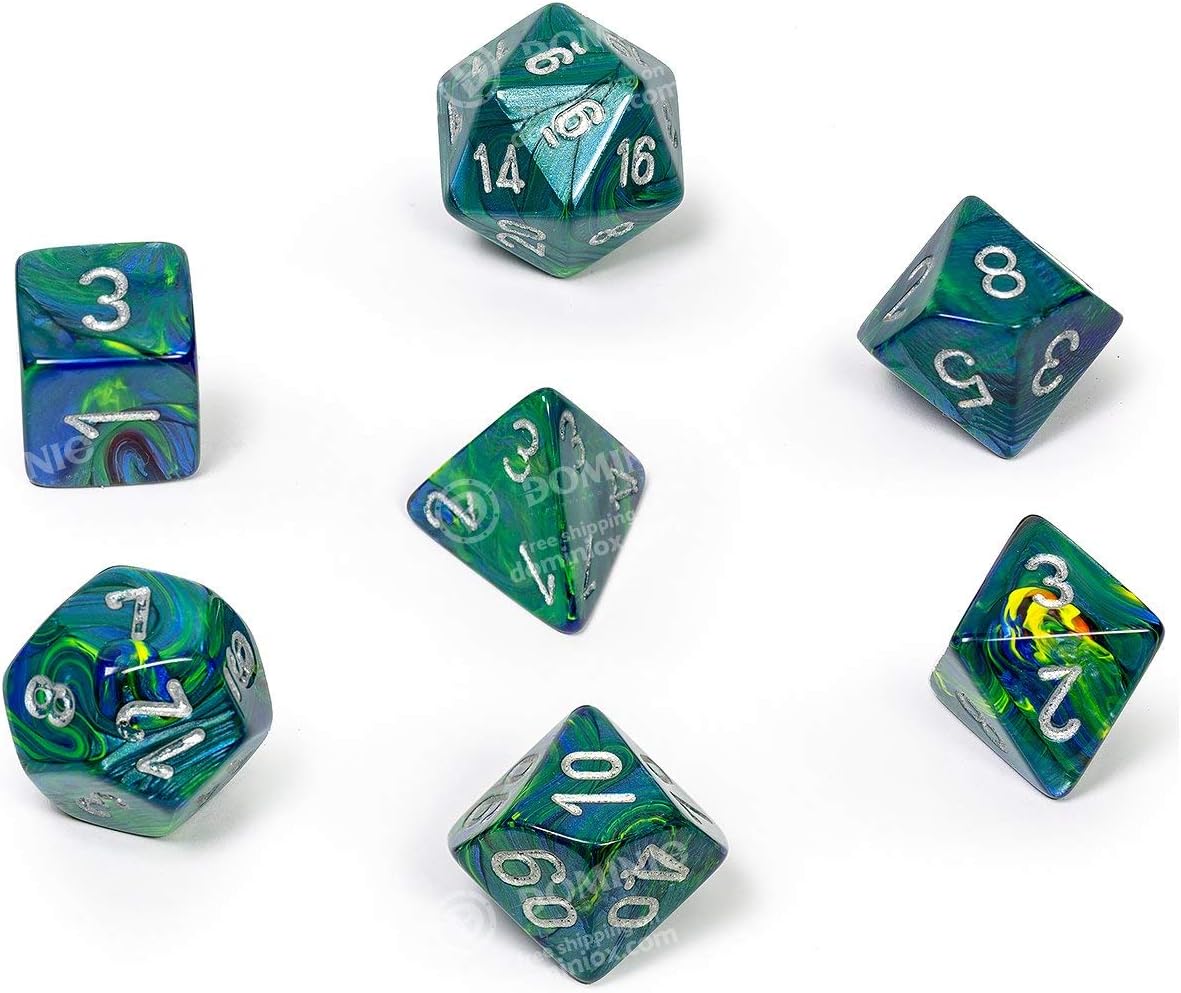 Chessex CHX27445 Dice-Festive Green/Silver Set