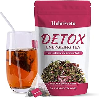 Detox Tee zum Abnehmen – Gewichtsverlust Kräutertee, Natürliche Kräutermischung mit Grüner Tee, Löwenzahn, Rose & Pfirsich – Unterstützt Entgiftung, Verdauung & Wohlbefinden – Vegan(28 Teebeutel)