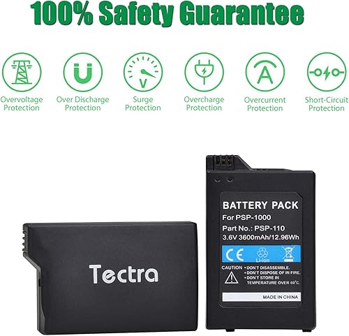 Miniatura 3 de Tectra Batería recargable de 3600 mAh 3.6 V compatible con Sony PSP 1000 PSP-110 Consola PSP 1000 1001 1002 Series (no compatible con PSP-2000 o
