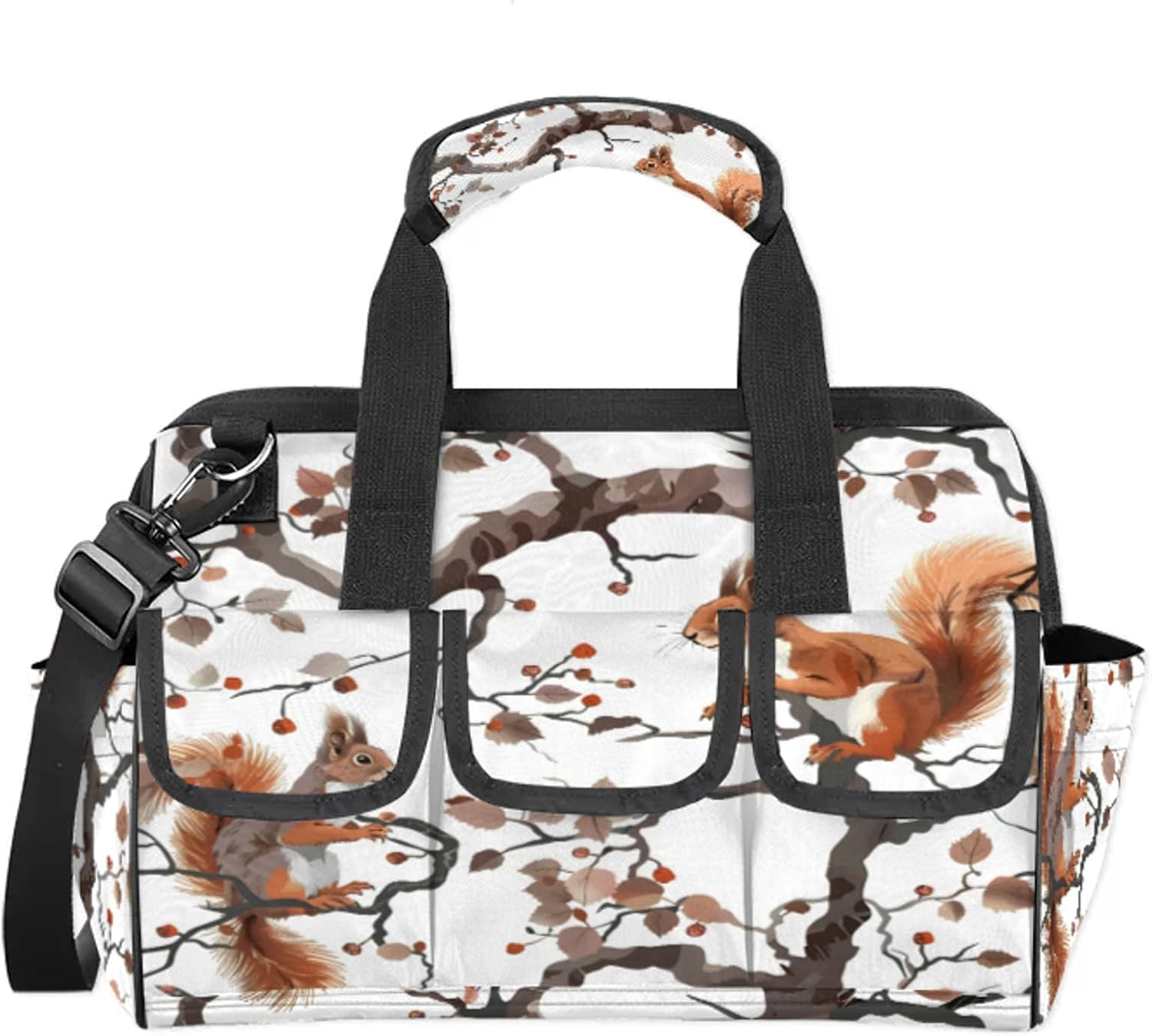 Funny Squirrel Tool Bags for Men and Women 14.8 Inch, Heavy Duty Waterproof Tool Box Organizer Bag, Wide Mouth Tool Tote Storage Bag with Adjustable Shoulder Strap