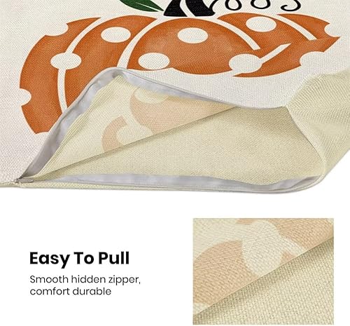 Miniatura 5 de Juego de 2 fundas de almohada de calabaza de otoño de 18 x 18 pulgadas, diseño de lunares de granja, para exteriores, cuadrada, de lino, para otoño,