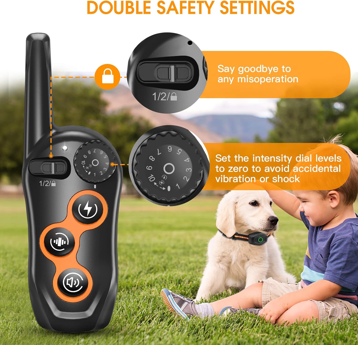 Dog Training Shock Collar for 2 Dogs with Remote Range 1300ft, 3 Training Modes, Beep, Vibration, Shock, IPX7 Waterproof Rechargeable Electric for Small Medium Large Dogs