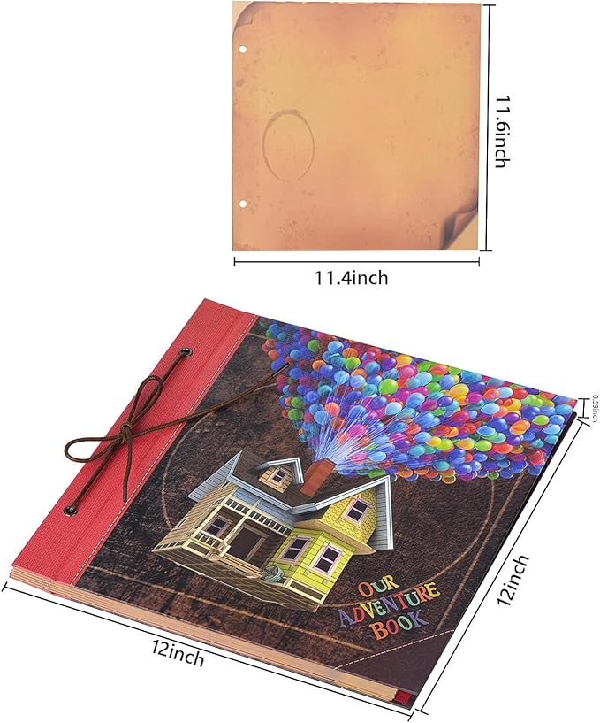 Our Adventure Book 3D Wooden Cover Scrapbook - 11.92 x 7.62" Timeless Memory Journal for Unforgettable Adventures & Precious Moments - Ideal for Anniversaries, Travel & Couple Gifts (3D Map Style)
