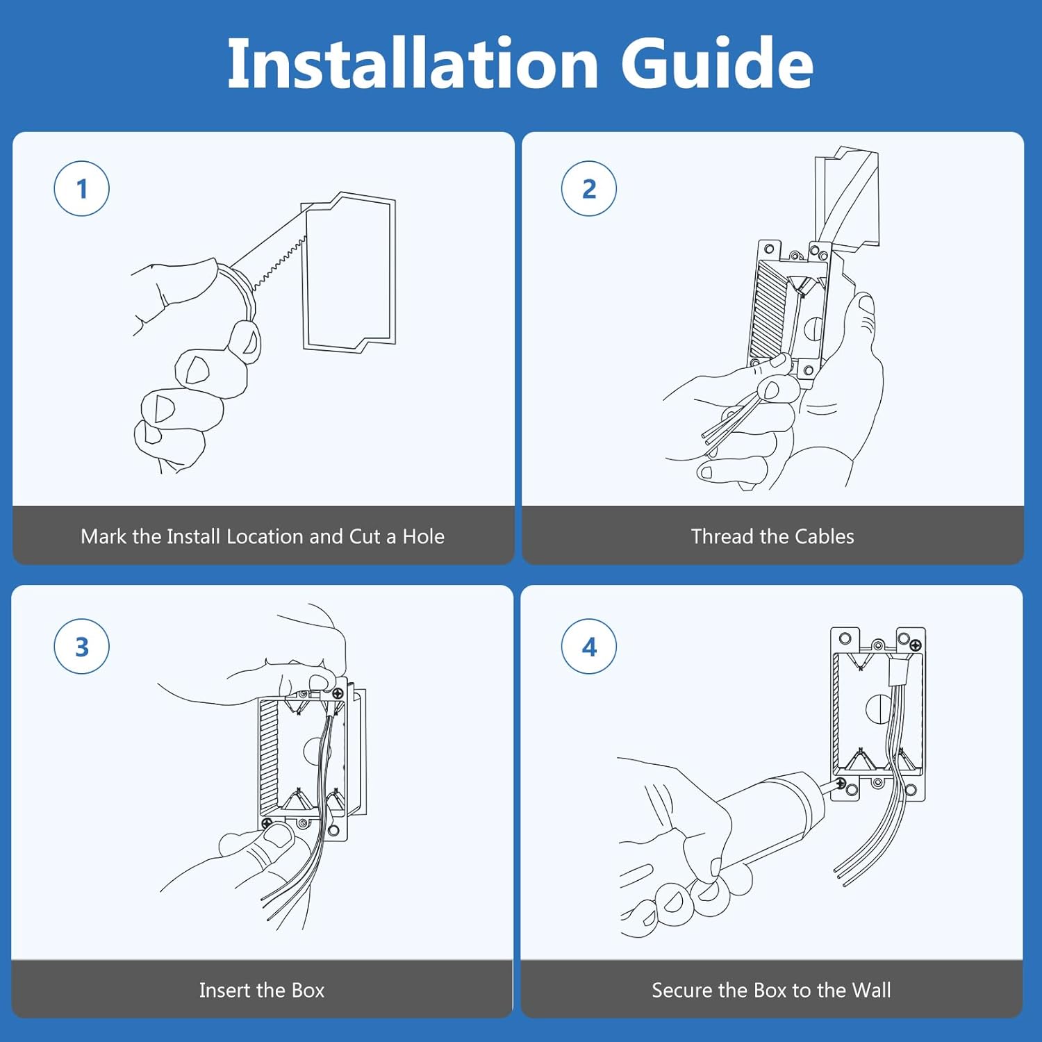 CycevSun 6 Pack Electrical Outlet Box Old Work 1 Gang, Plastic Remodel Drywall Junction Boxes, UL Listed - Image 7