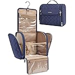 BAGSMART Makeup Bag for Women with Hanging Hook, Large Portable Capacity Water-resistant Organizer Travel Case for Toiletries and Cosmetics, Blue