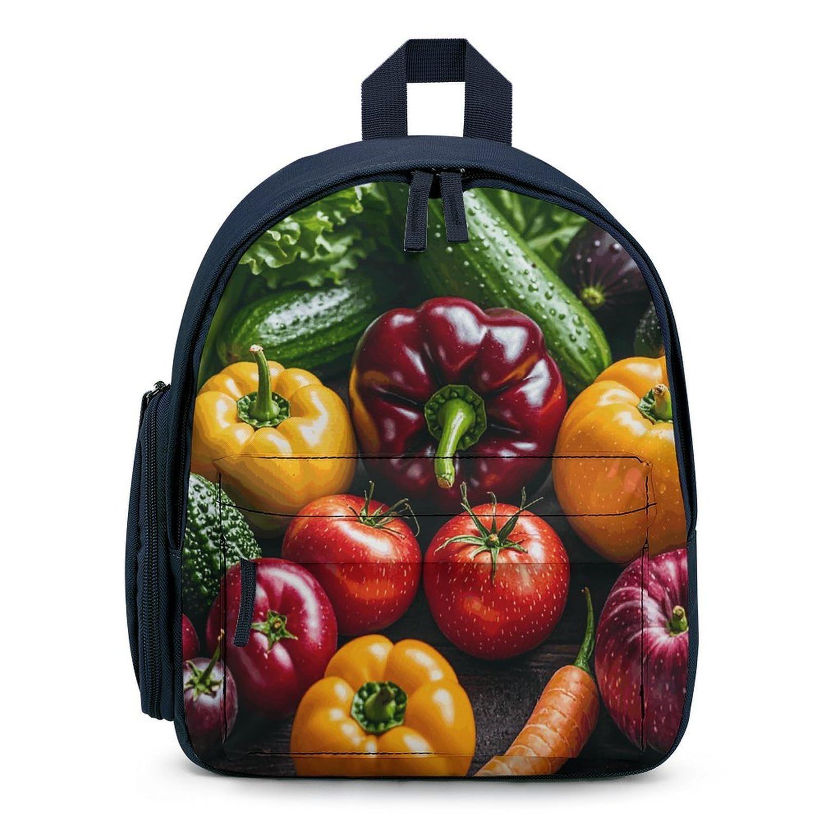Stvnkml Unisex Blue Fresh Vegetables Fruits Backpack - 12.6 Inch Casual Daypack With Multi-Pockets Bookbag For Daily Essentials, One Size, Daypack Backpacks