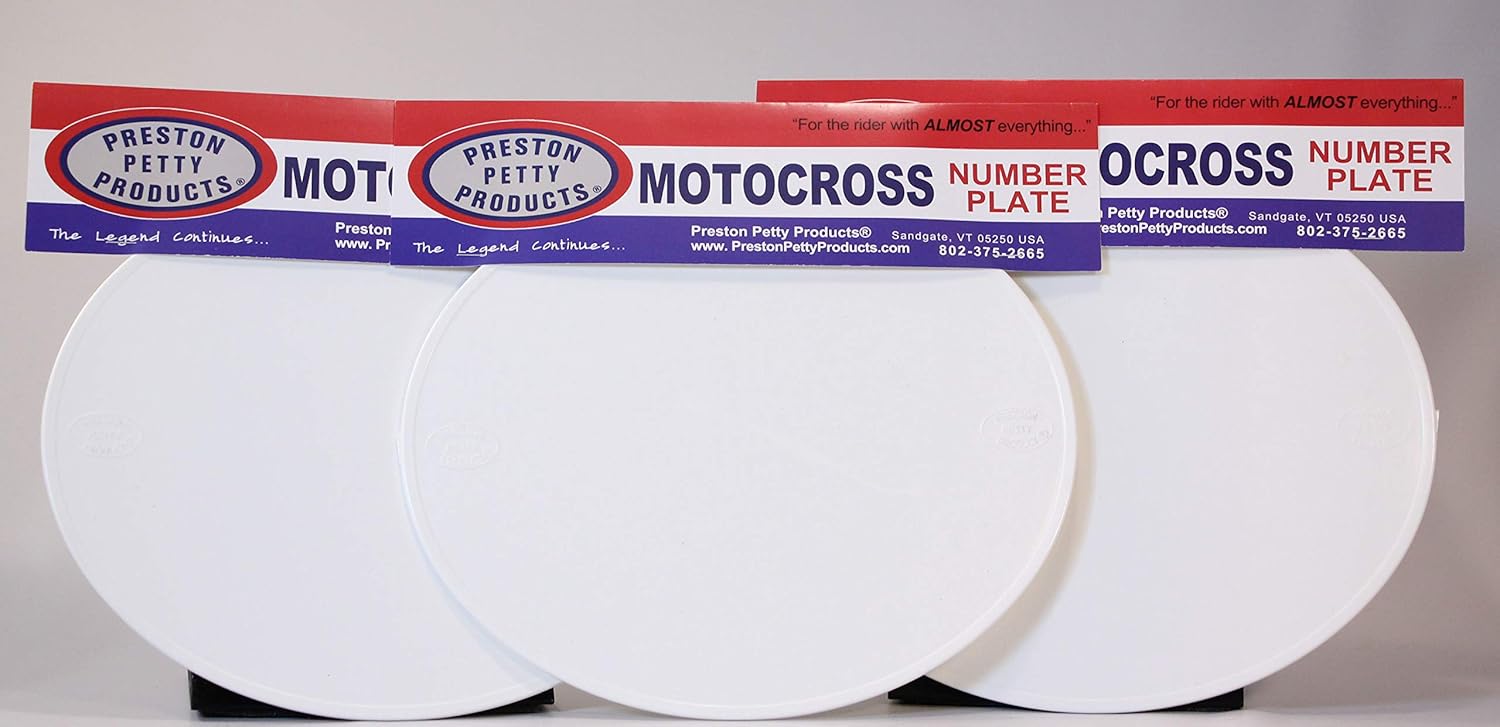 Unbreakable MX Number Plates - Oval - White - Set of 3 - Authentic Preston Petty Products