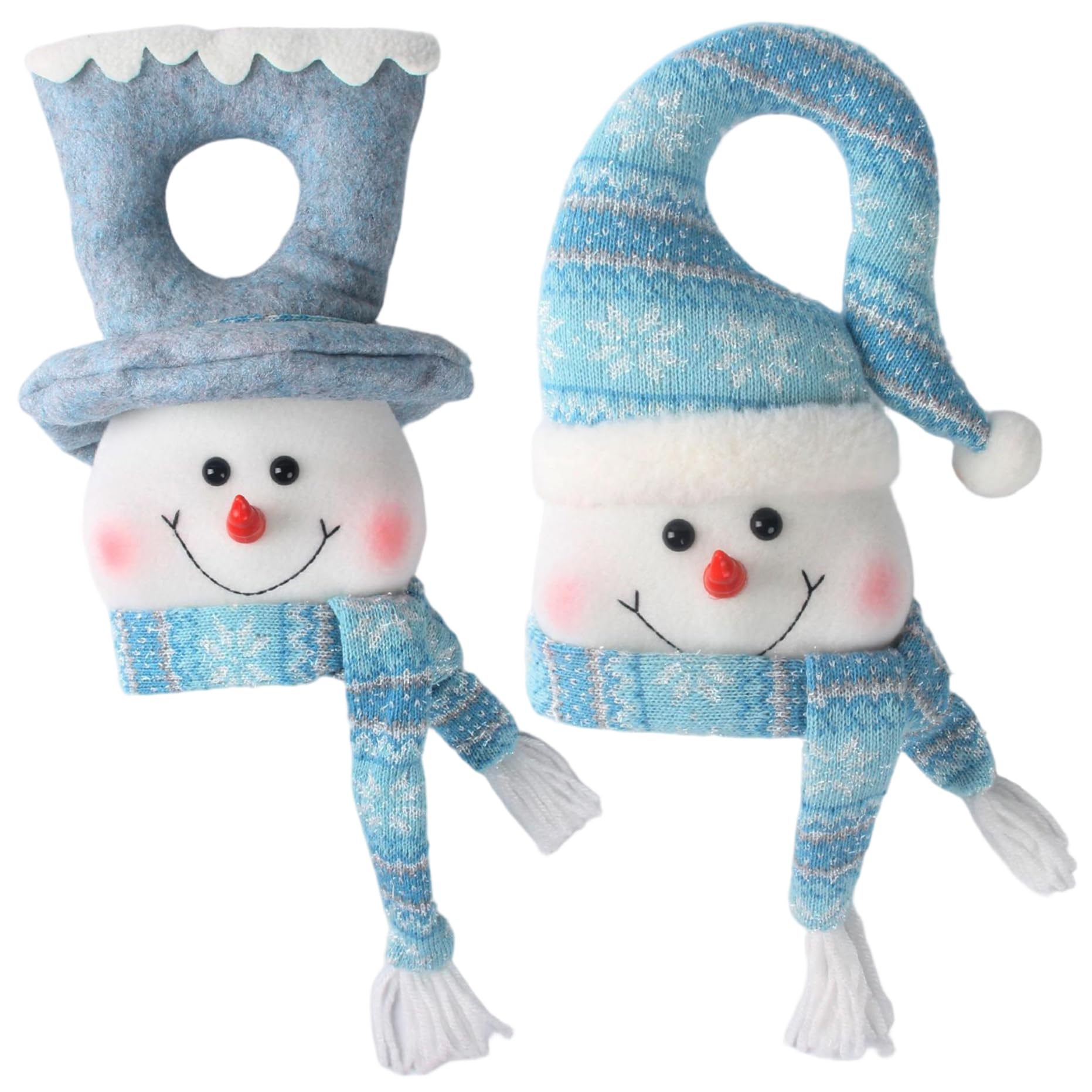 Muñeco de nieve iluminado azul para árbol de Navidad, adorno de fiesta estilo 2