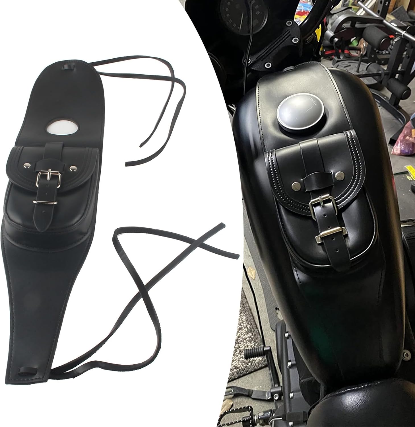 Motorcycle Gas Oil Tank Gas Tank Bag Dash Console Center Pouch Bag Faux Leather For Harley Sportster models, XL883 XL1200, 48,72