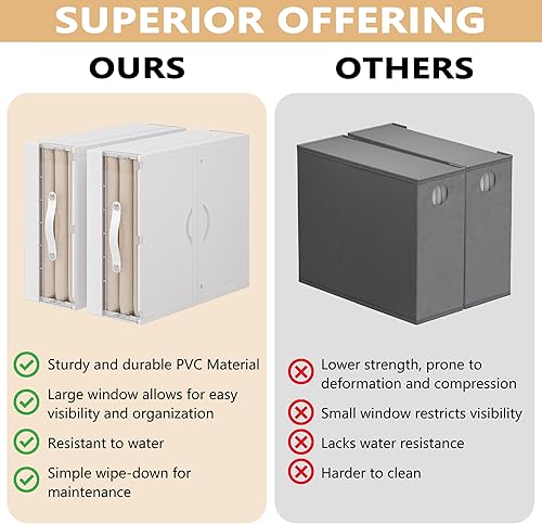 Miniatura 2 de KORETECH Paquete de 2 organizadores de sábanas tamaño King, organizadores de armario de lino, almacenamiento de sábanas de plástico duradero,