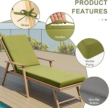 Sun Lounger Cushion Only, Waterproof Garden Recliner Cushions Sun Lounger Replacement Cushion for Steamer Recliner, Deck Pad, Pool, Lawn or Indoor Washable Cushion Cover,07 Blue,183x53x8cm