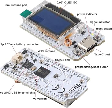 ESP32 Lora V3 Development Board Kit WiFi+BLE SX1262 Lora32 0.96inch OLED Display Module + 915MHz 2Dbi Antenna for Arduino NodeMCU IoT (1 Sets)
