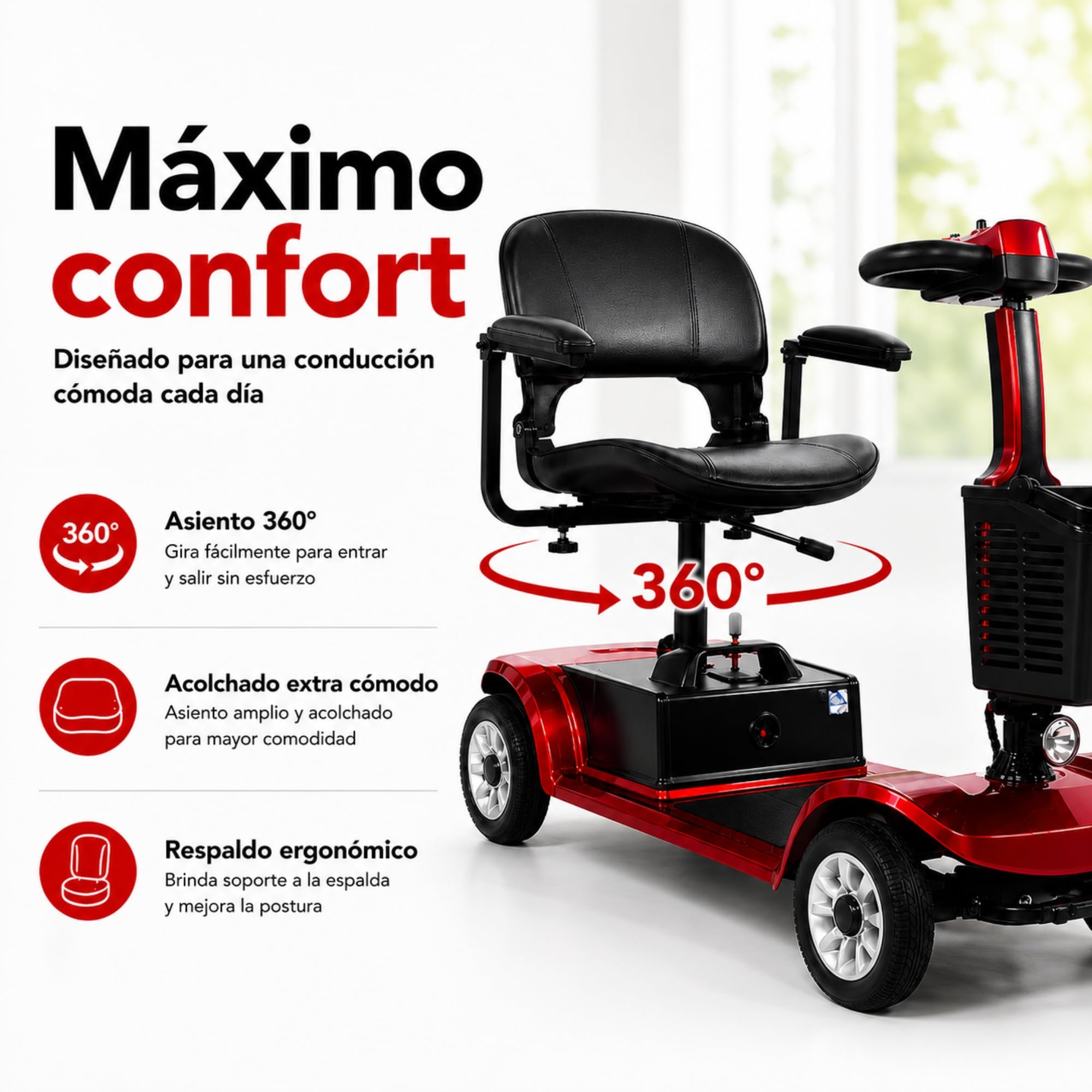 Scooter de movilidad eléctrica plegable para personas con movilidad reducida (Amperio-hora, 12)