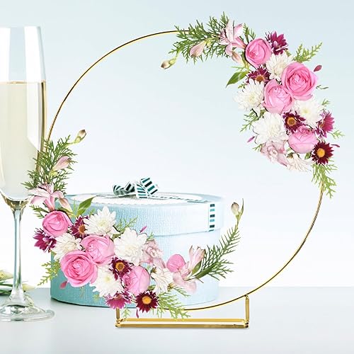 Miniatura 8 de VOSAREA Marco de centro de mesa floral para decoración de boda, elegante adorno de mesa para fiestas y eventos, corona de metal versátil para temas