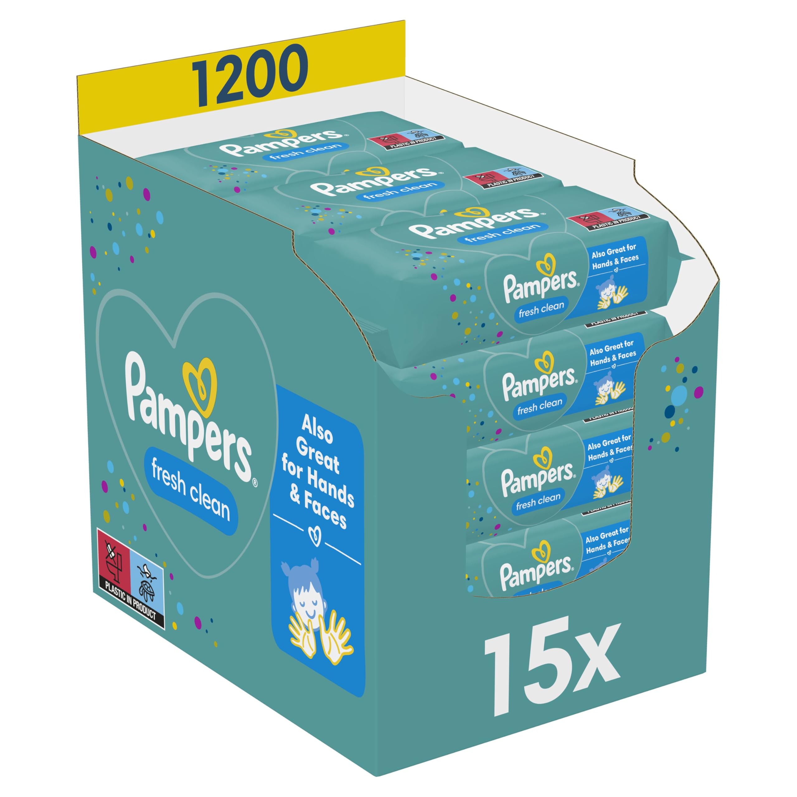 Lingettes Bébé Pampers Fresh Clean - 104 Pièces - Parfum Frais - PH Neutre - Sans Alcool - Pour Filles/Garçons