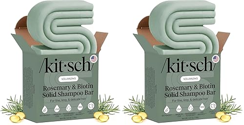 Miniatura 11 de Kitsch Barra de champú de romero y biotina, para el crecimiento del cabello, fortalecimiento, engrosamiento y volumen, champú para mujeres y