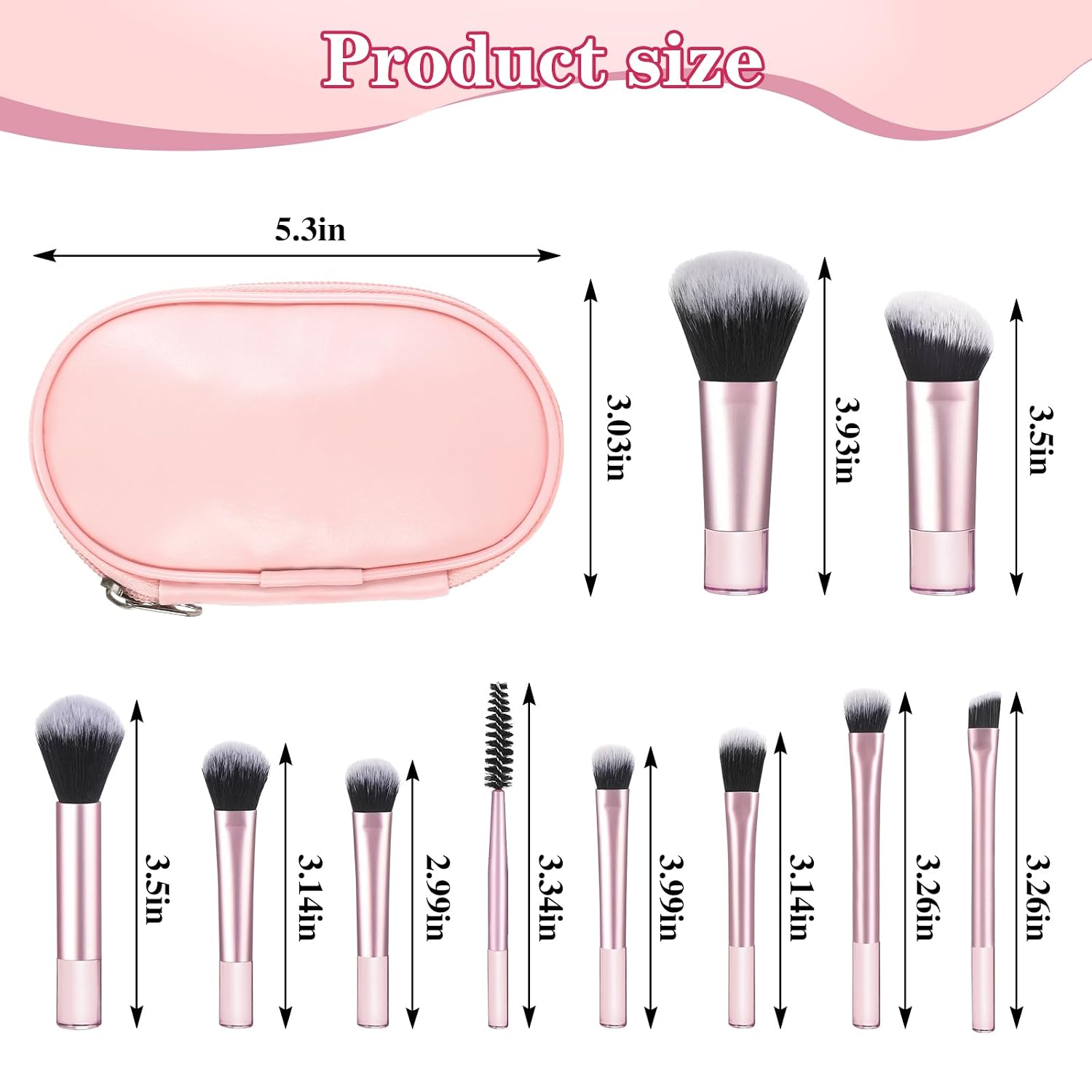 10 Pcs Travel Makeup Brushes with Pouch, Cosmetic Brush, Portable Mini