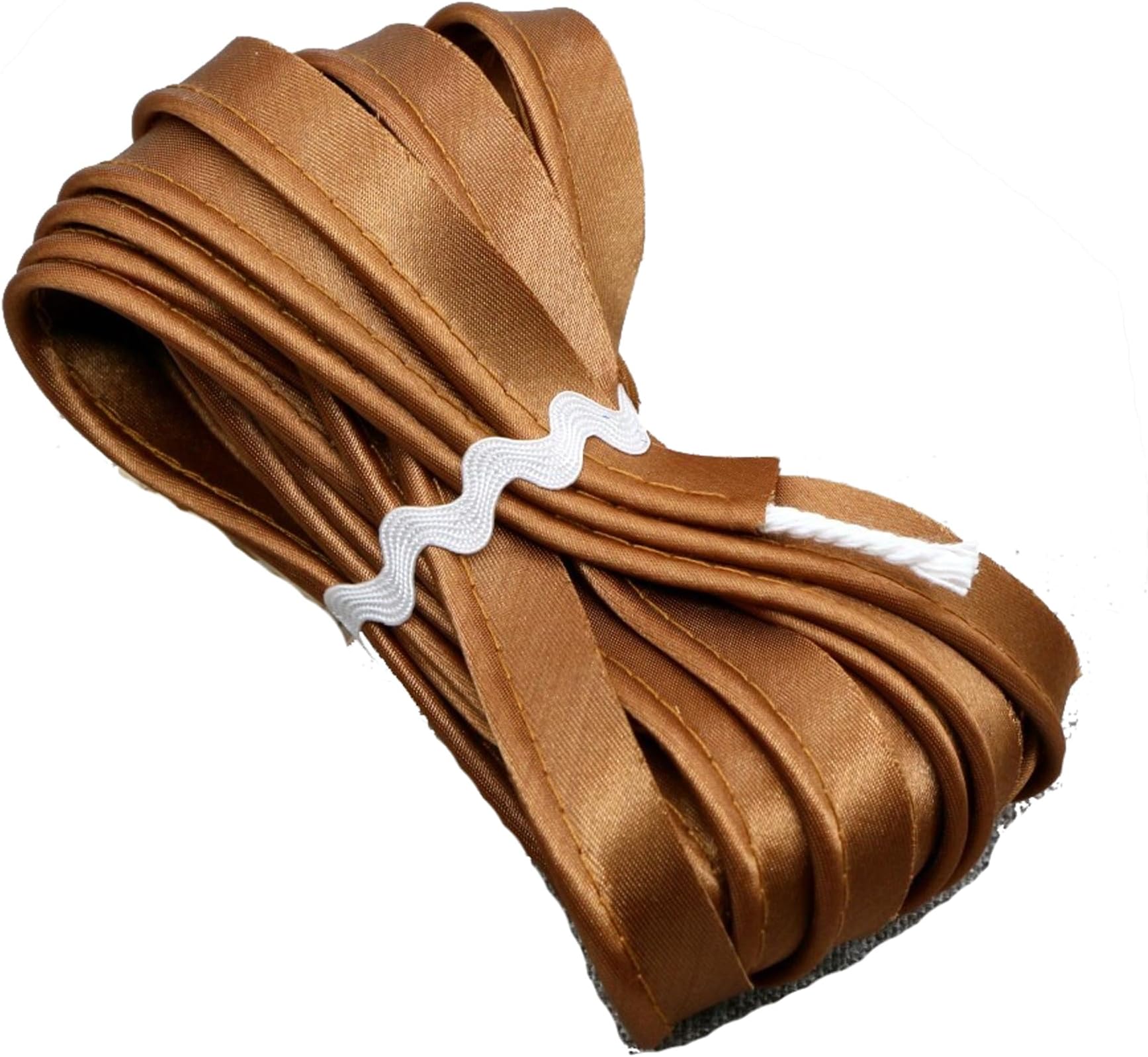 Satin bias Tape Lip Cotton Fabric Cord Edge Rope Ribbon Upholstery Sewing Piping Trims 10yards (Brown #20)