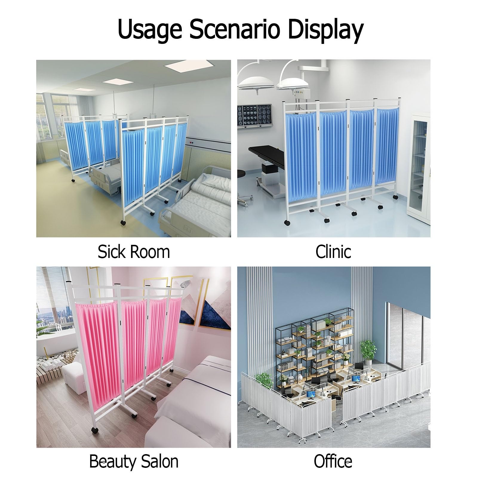 Cloison de séparation pliable Sn de 1,8 m de haut sur roulettes, 3/4/5/6 panneaux pour une utilisation en intérieur, idéal pour les bureaux et les hôpitaux, couleur