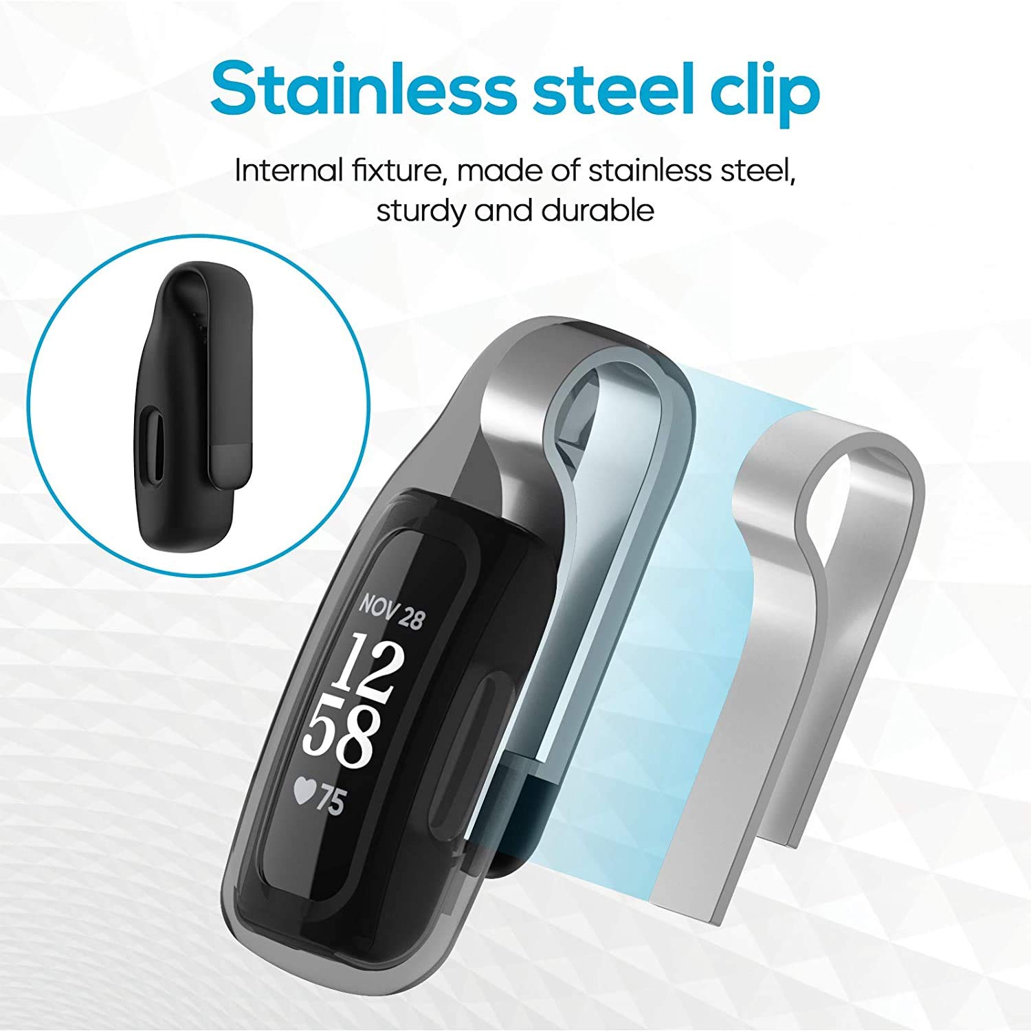 NEO+ Uchwyt na klips kompatybilny z Fitbit ace 3 i Inspire 2, Inspire 3 zamiennik paska. Nie pasuje do innych trackerów.