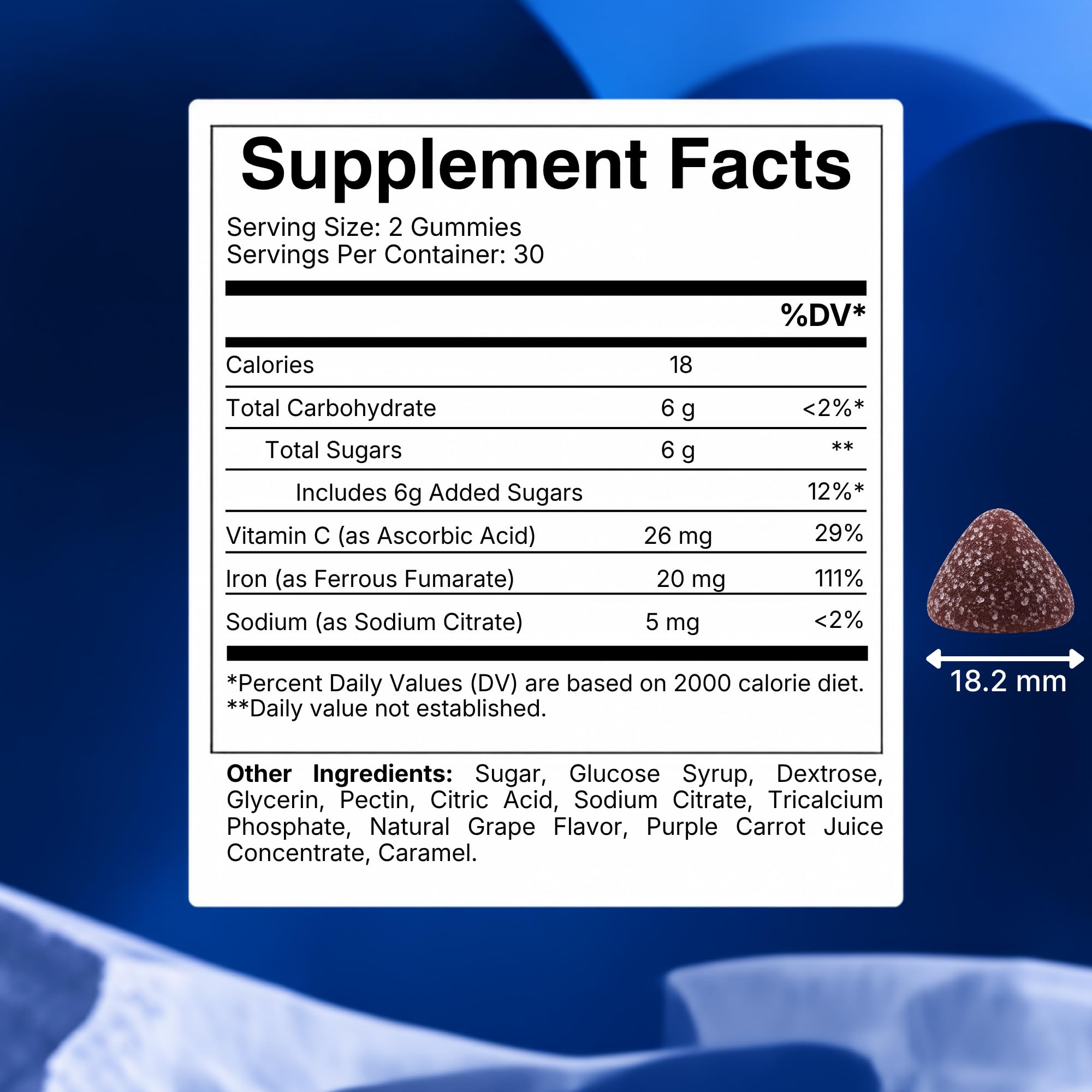 Vitamatic Vegan Iron 20 mg with VIT. C, 60 Natural Grape Flavor Gummies — Amazon image 2