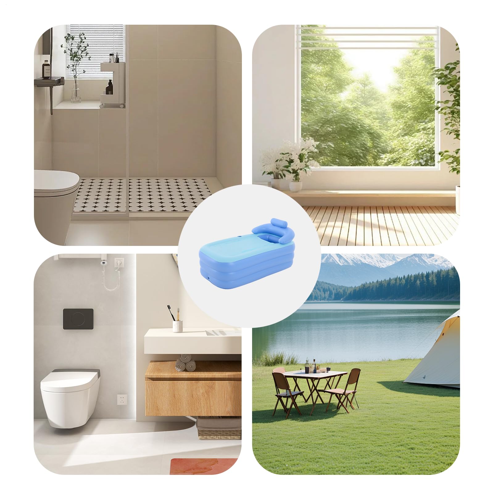 Vasca Idromassaggio Portatile, Vasca Da Bagno Portatile Per Adulti | Piscina Per Bambini - Vasca Per Immersione Ad Acqua Da 63X33X25 Pollici Per Adulti E Bambini, Vasca Pieghevole Per Uso Person