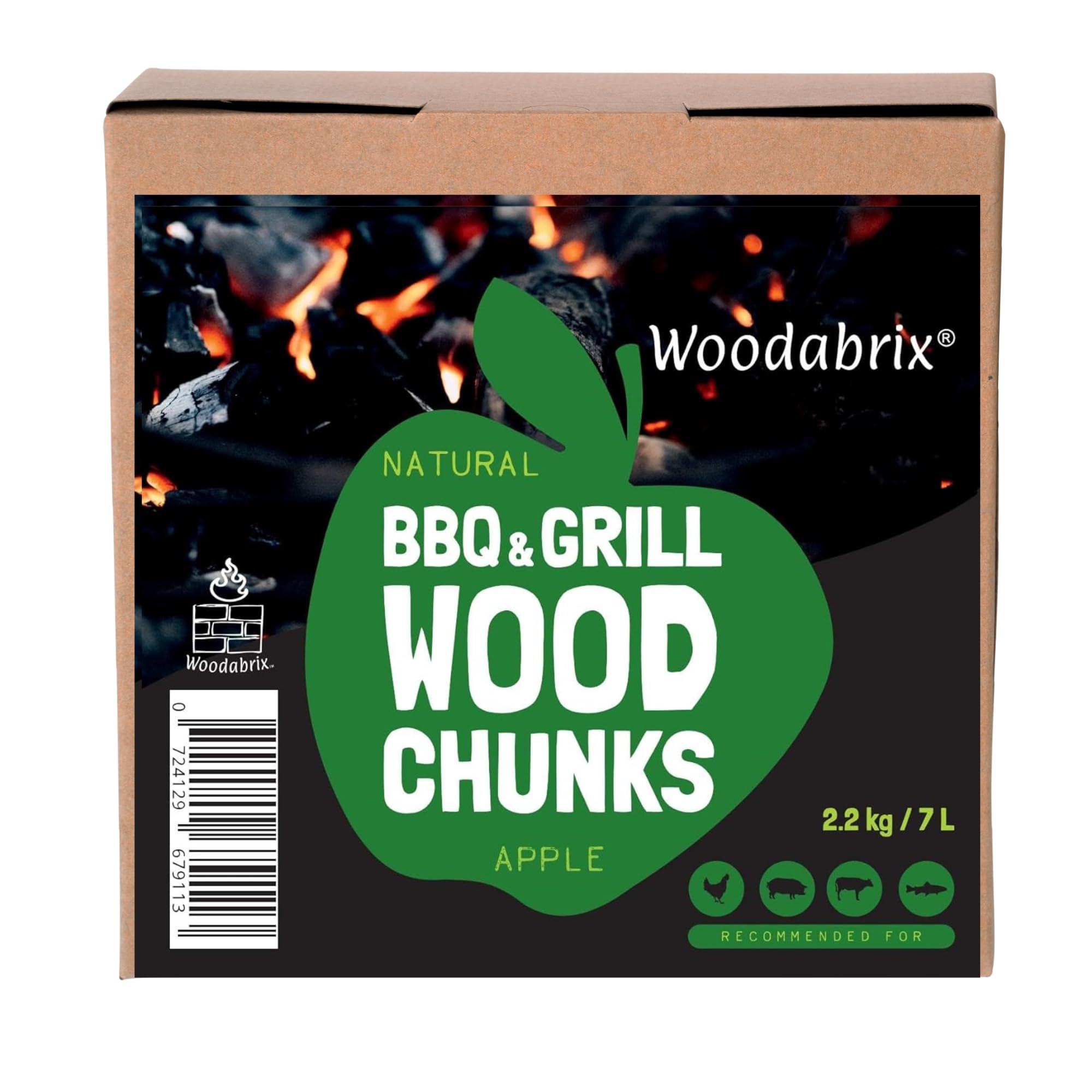 Woodabrix Hickory Wood Chunks For Bbq, 2.2Kg/7L, Chunks For Smoking Food, Apple