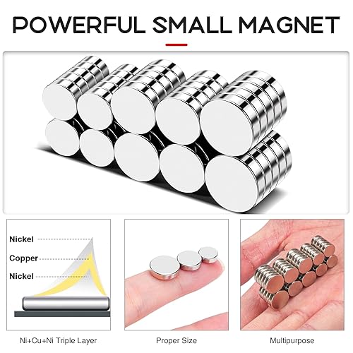Miniatura 4 de Imanes para refrigerador, 3 tamaños diferentes, redondos y pequeños, 50 unidades, de neodimio, fuertes, para pizarras blancas, manualidades,
