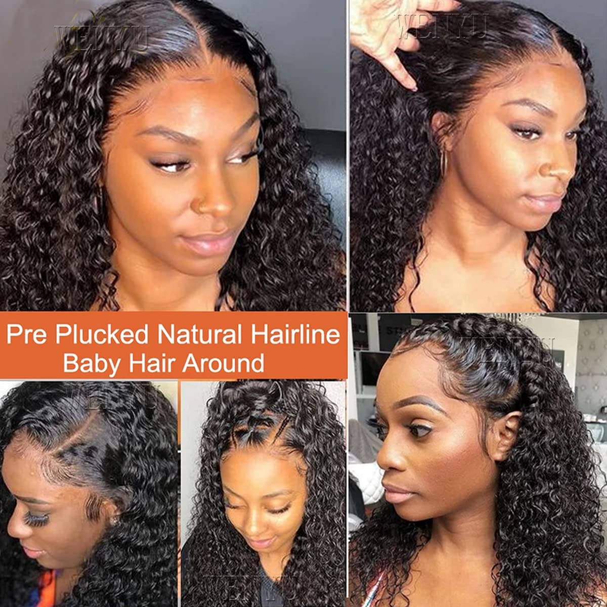 wenyu 26 Inch Lace Front Wigs Human Hair Curly 13x4 Lace Frontal Human Hair Wigs for Black Women Pre Plucked Curly Lace Front Wigs (Black, 26 Inch New Item 13x4 Kinky Curly Wig)