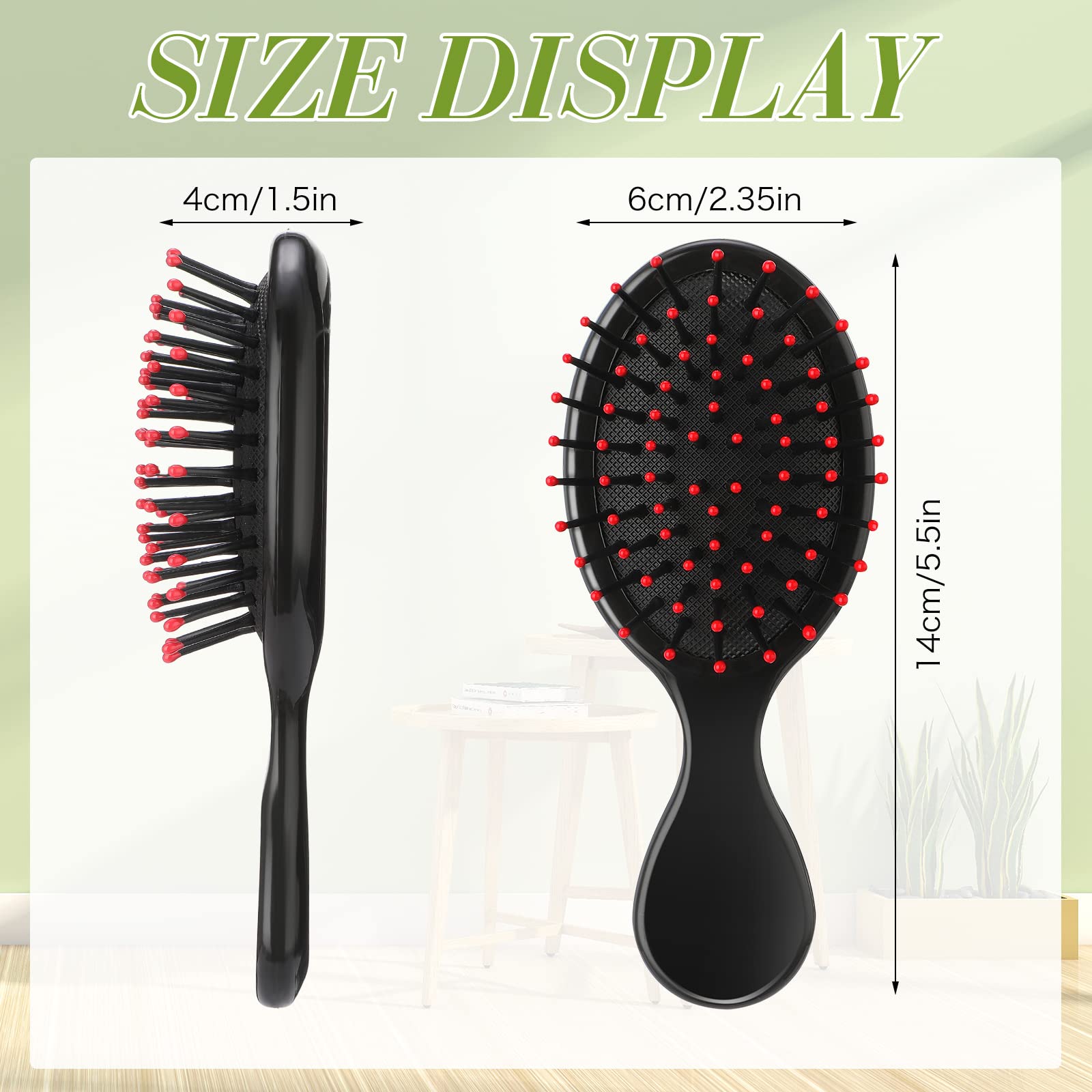 Honeydak Mini-Haarbürste, Großpackung für Damen, Mädchen, Kleinkinder, Reise-Entwirrungsbürste, weiche Borsten, Reiseentwirrer, für die meisten Haartypen (schwarz), 12 Stück