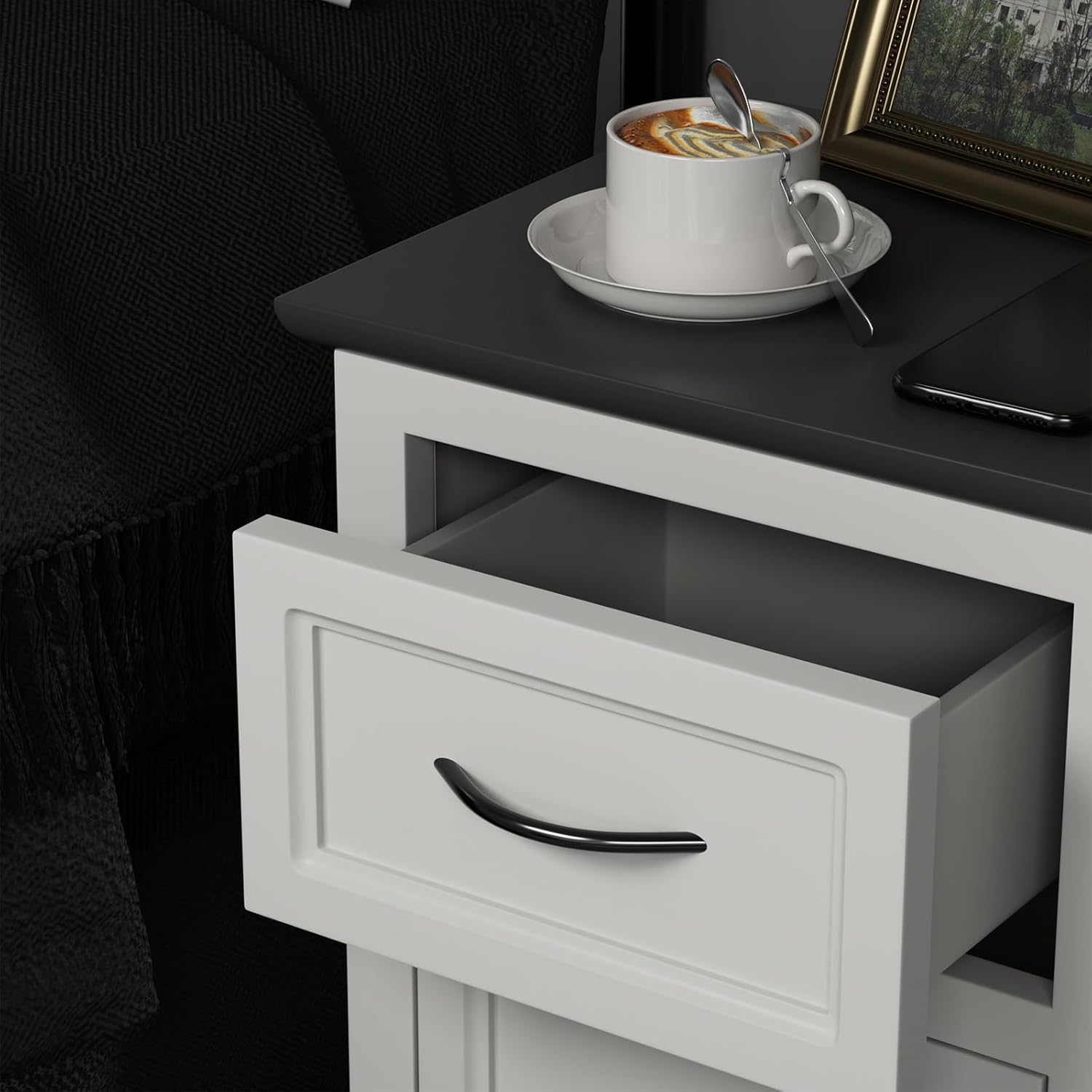 goldenwarm 5 pack Bow Kitchen Cabinet Door Handles 160mm Cupboards Drawers,Matt Black Drawer Furniture Handles,Pull Handle Stainless Steel