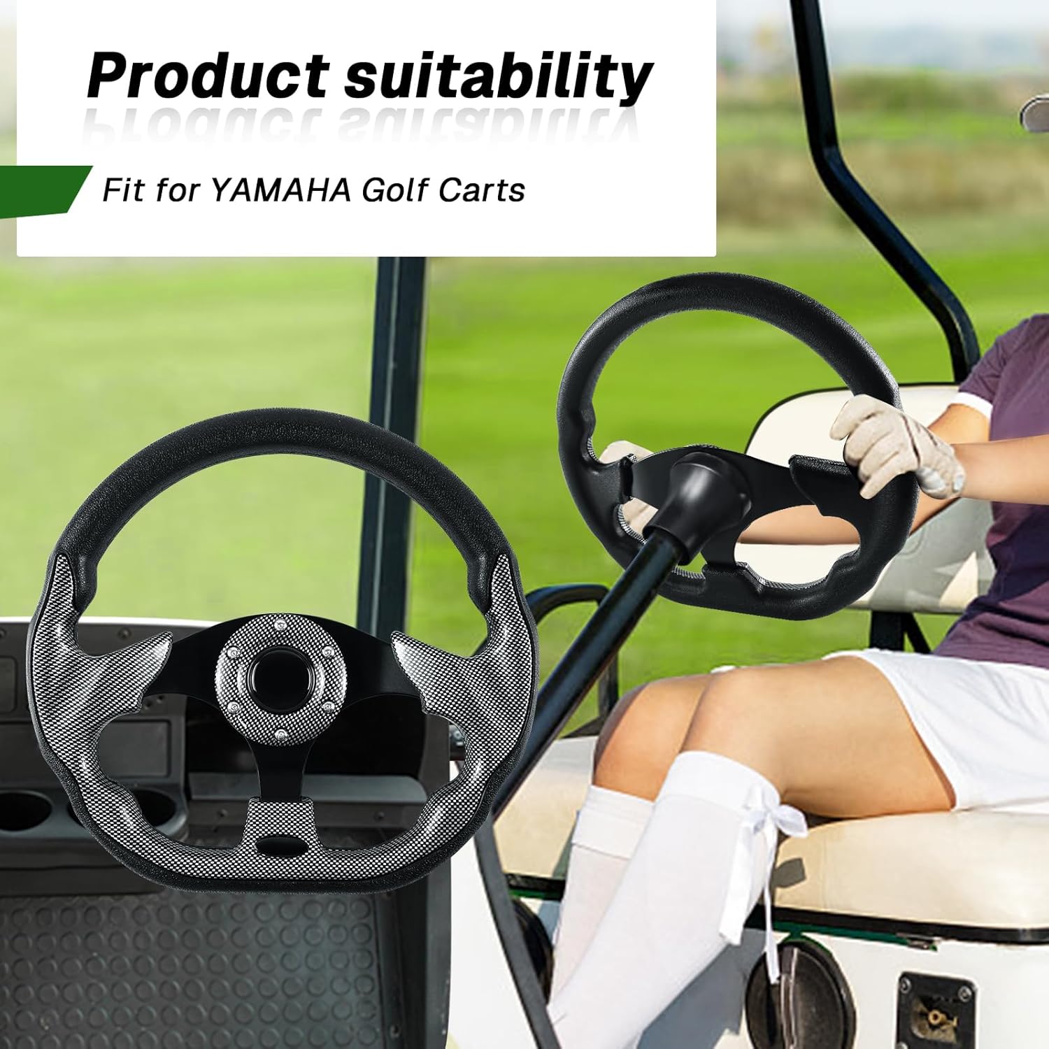 Golf Cart Accessories D-bottom and Golf Adapter for YAMAHA Bundle-(black gray)