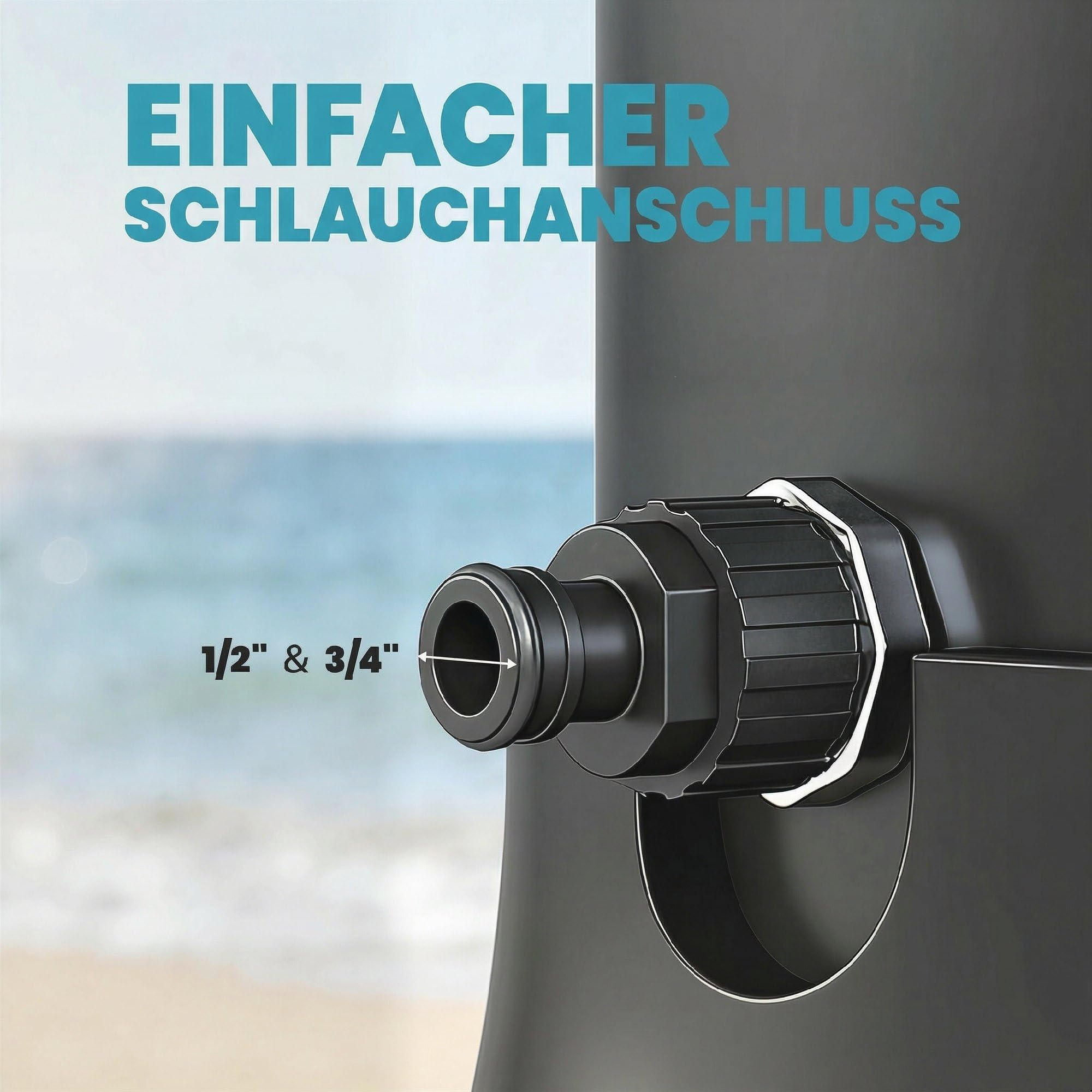 Outsunny Solardusche 40L Gartendusche mit Handbrause Kopfbrause Wasserhahn, einstellbarer Temperatur, Pooldusche bis 60°C ohne Stromanschluss Außendusche für Garten Pool