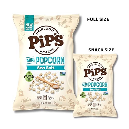 Vista 13 de Pipcorn - Paquete variado de mini palomitas de maíz Heirloom – Sal marina y trufa 4.5 onzas, paquete de 6 – Snacks saludables, aperitivos sin