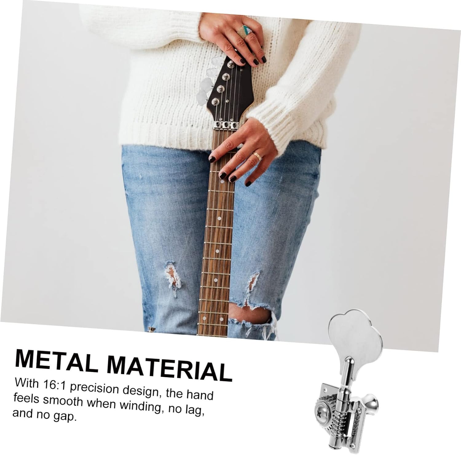 Toyvian Bass Tuning Peg Gear Reversible Guitar Tuning Keys for Bass Machine Head Replacement