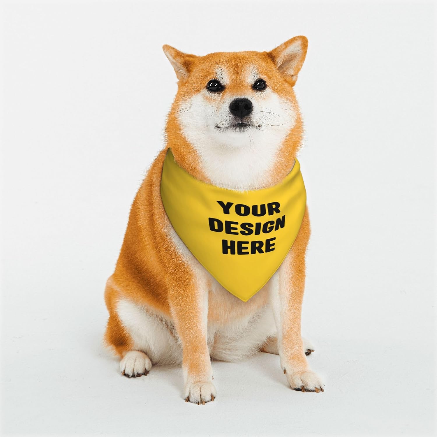 Custom Bandana for Pets, Personalized Dog Cat Scarf Triangle Bibs Kerchief with Your Own Logo Text, Customized Pets Bandana for Daily Wedding, Golden