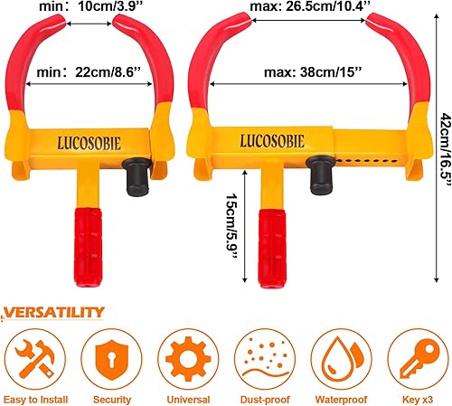 Miniatura 2 de Bloqueo de rueda de remolque  Bloqueo de rueda de coche especialmente diseñado de 8.6 a 15 pulgadas para neumáticos de gran tamaño  Bloqueo de rueda