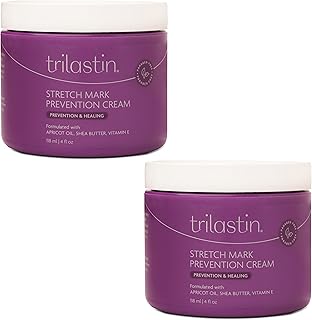 TriLASTIN Maternity Stretch Mark Cream - Hydrating Pregnancy-Safe Skin Care - Gentle Hypoallergenic Care for Pregnancy Must Haves - Pairs Belly Butter & Stretch Mark Oil - 4 Fl Oz Each, Pack of 2
