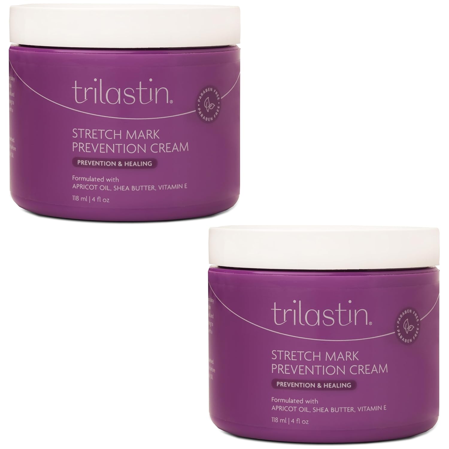 TriLASTIN Stretch Mark Cream for Pregnancy – Hydrating Belly Cream for Pregnant Women- Shea Butter & Vitamin E, Paraben Free, No Added Fragrances - Maternity Body Lotion – 4 oz, 2 Pack