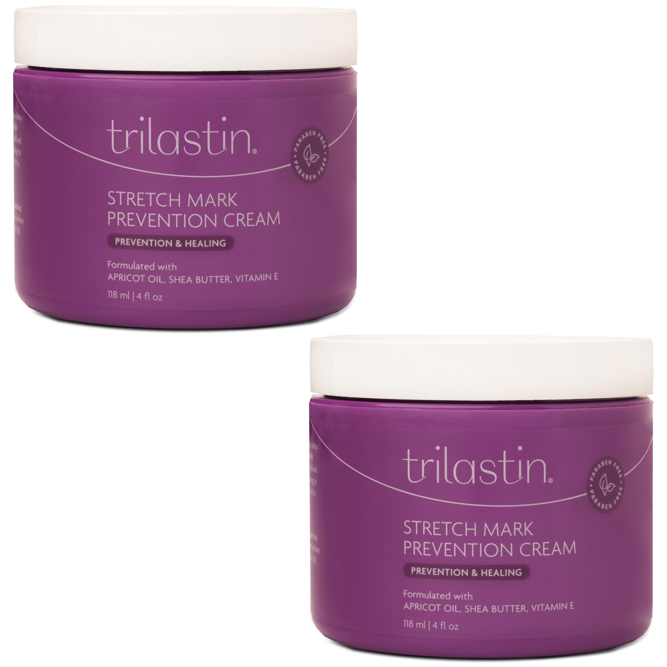 trilastin maternity stretch mark cream - hydrating pregnancy-safe skin care - gentle hypoallergenic care for pregnancy must haves - pairs belly butter & stretch mark oil - 4 fl oz each, pack of 2