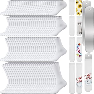 SATINIOR 32 Pairs Sublimation Socks Polyester Blanks Heat Transfer Socks with Sublimation Sock Jig for DIY Dye Heat Press Accessories, 4 Sizes white