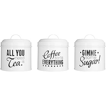 yellow tea coffee sugar jars