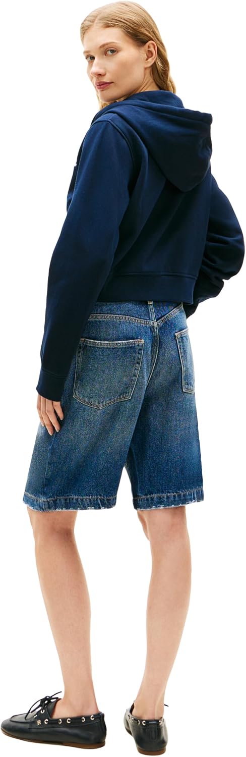 Tommy Hilfiger Women's Cropped Full Zip Up Hoodie Sweatshirt
