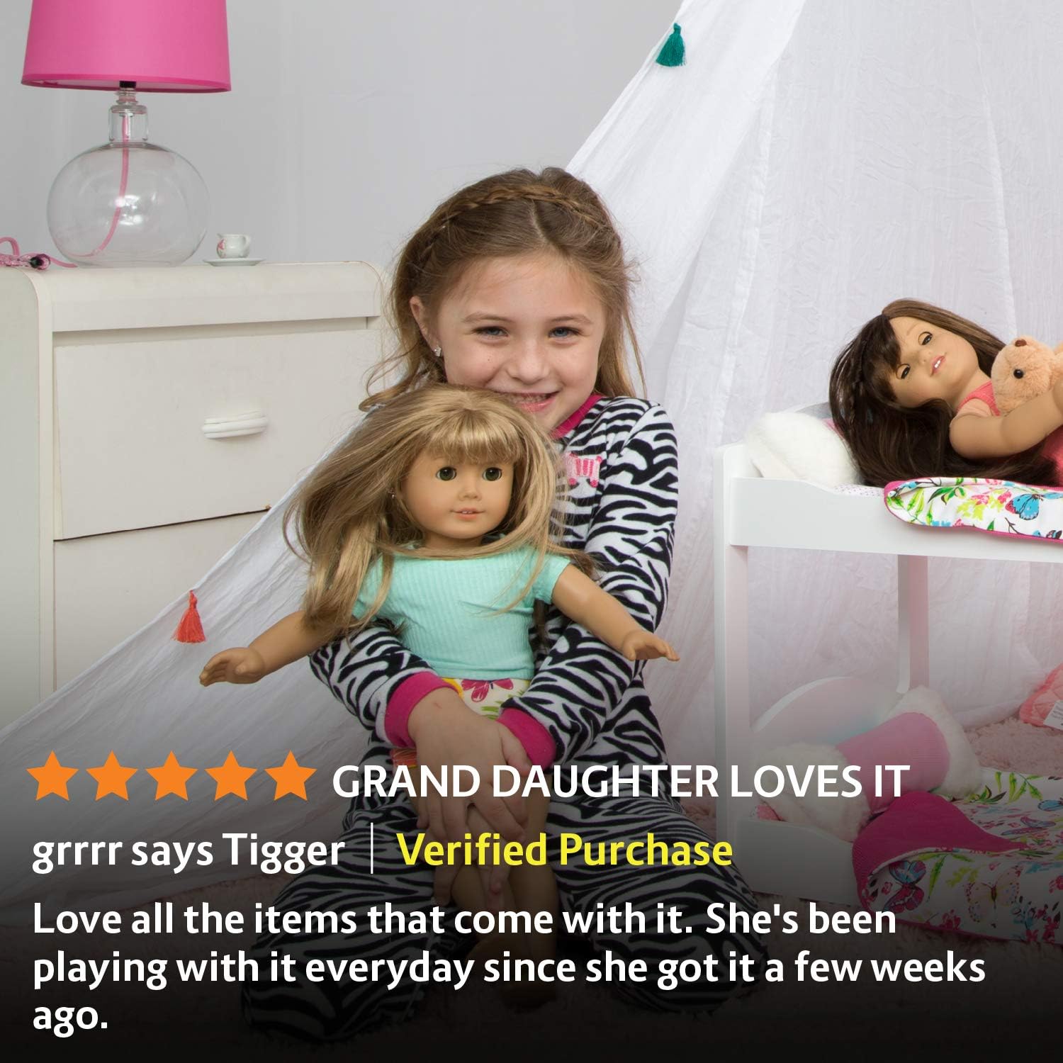 PZAS Toys Doll Bunk Bed - Doll Bunk Bed for 18 Inch Dolls 23 Piece Set Complete with Linens, Pajamas, and Shelves, Fits American Girl Doll : Toys & Games