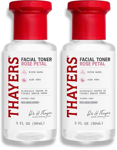THAYERS AlcoholFree Tónico facial de hamamelis con fórmula de aloe vera, transparente, pétalo de rosa, 3 onzas líquidas (paquete de 2)