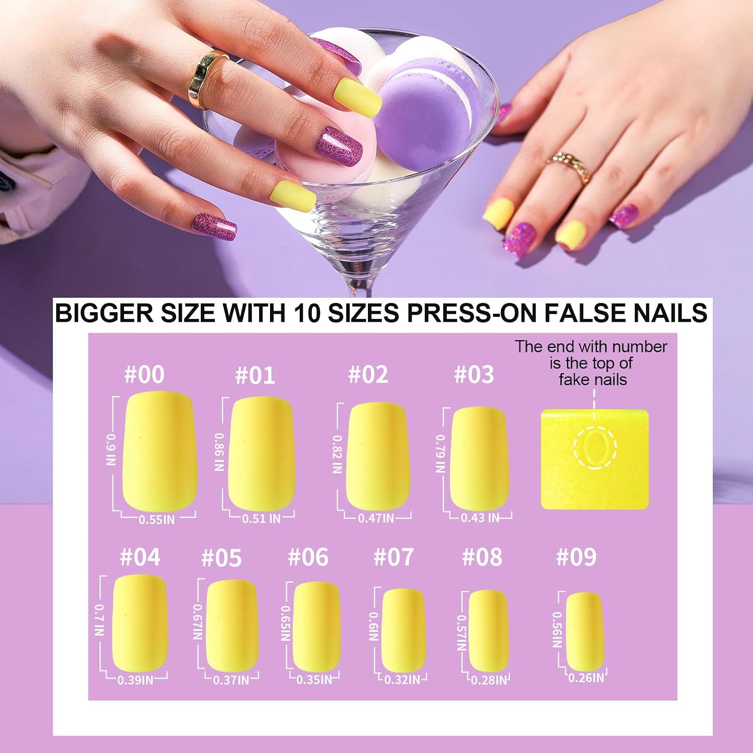 Teenitor Press on Nails Medium Square, 24Pack 576Pcs Press on Nail Kit with Glue, French Tip Nail Press ons Fake Nails for Women, Glitter Matte Glossy Stick on Nails for Nail Art Girls