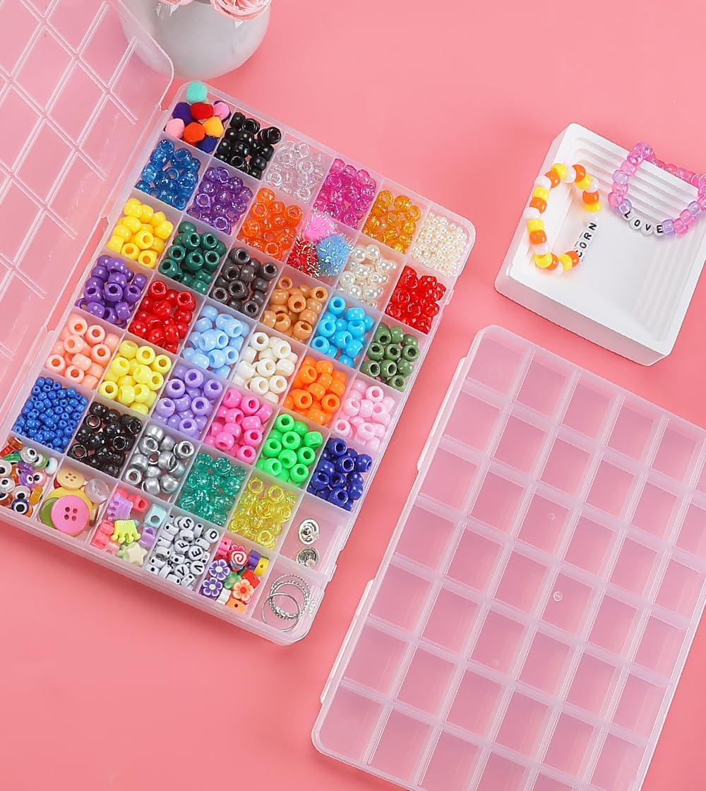 42 Grids Bead Organizer Box, 2 Pack, Clear Jewelry Organizer for Bead Organizers and Storage