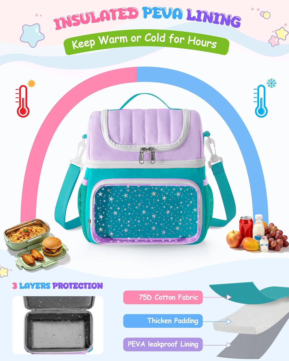 Marscamd Layer Kids Insulated Lunch Bag