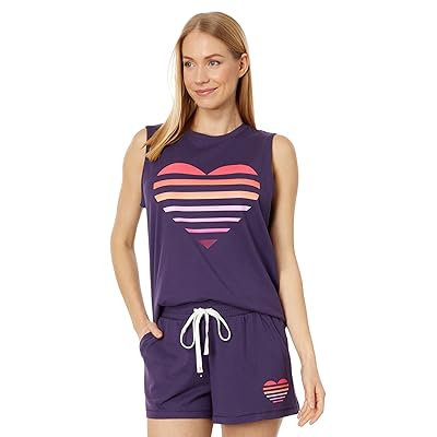 P.J. Salvage Scattered Palms Ombre Heart Tank Top Women