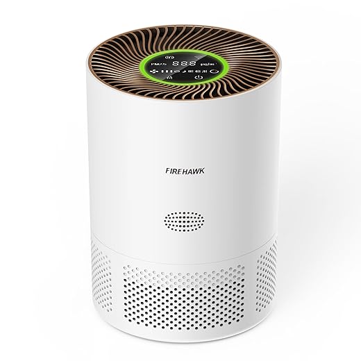 Firehawk Air Purifier for Home Large Room 2300 ft², H13 HEPA Filter, PM 2.5 Wildfire Sensor, 20dB Quiet Sleep Mode Bedroom Office, Cleaner 99.97% Dust Smoke Pollen Pets Hair, Smart WiFi